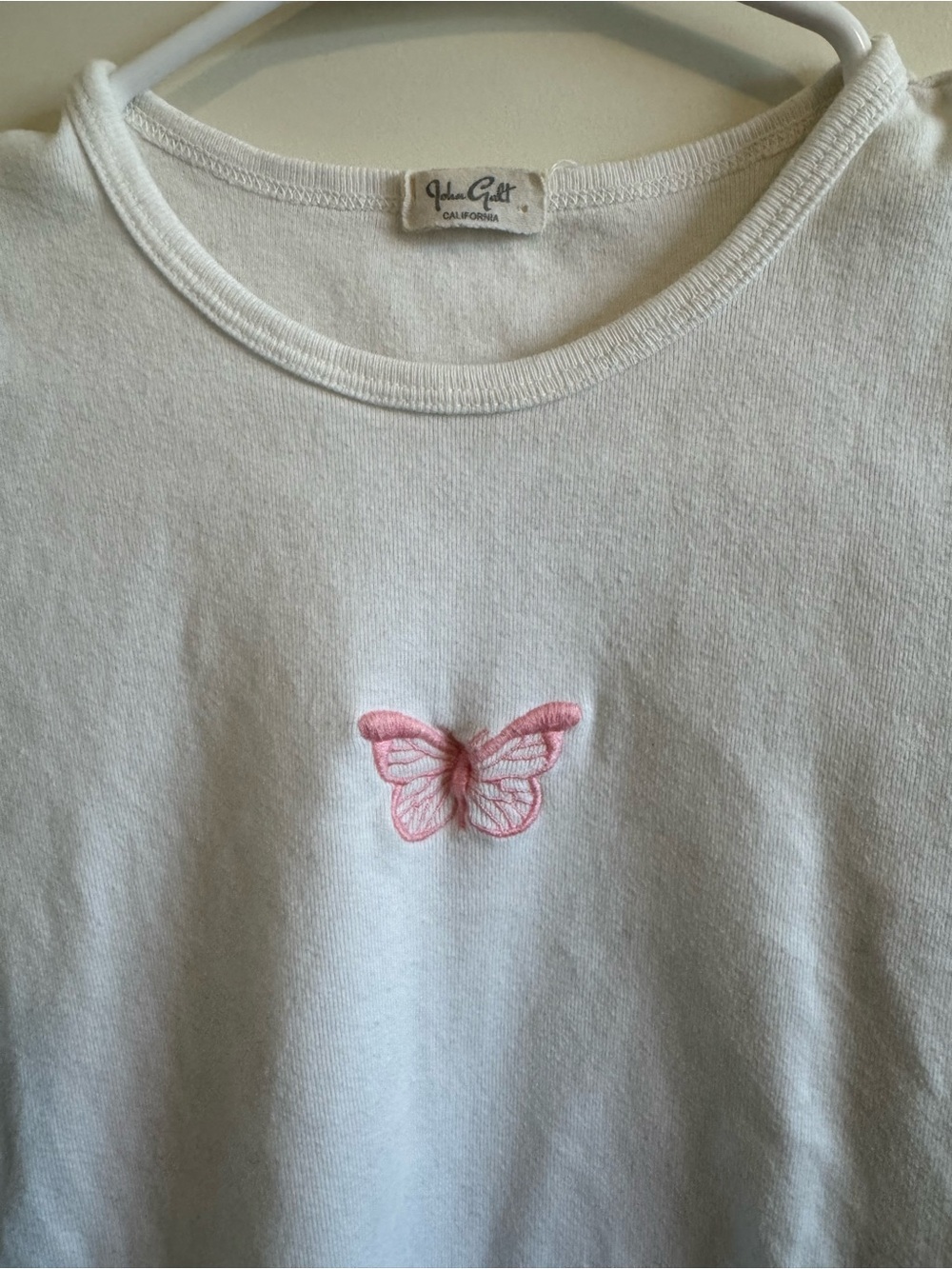 John Galt Brandy Melville White Baby Tee Top - Picture 3 of 8